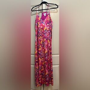 NICOLE MILLER Floral Maxi Charmeuse Slip Dress Wedding Guest Resort Vacation
